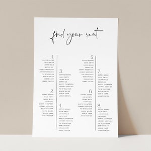 Find Your Seat Sign, Modern Wedding Seating Chart Sign Template, Large Seating Chart, Wedding Table Chart, Table Seating Chart, Seating Plan
