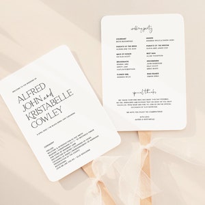 Modern Wedding Fan Program Template Download, Ceremony Program, Wedding Programs, Order of Service, Editable Program