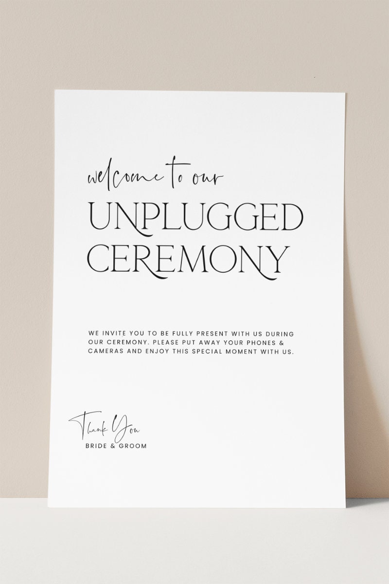 Unplugged Ceremony Sign Template Welcome to Unplugged Ceremony Sign