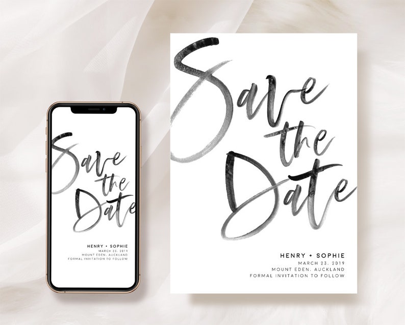 Save The Date Cards Printable Download Modern Save The Date Digital Download PDF Unique Save Our Date Template: Size 5x7, A2 Mobile Evite image 2