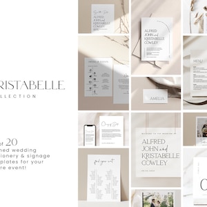 Wedding Stationary Bundle, Wedding Invitation Template Bundle, Modern Wedding Sign Bundle, Invite Suite | Set of 20 elegant templates