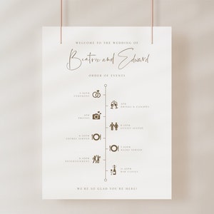 Wedding Day Timeline Template, Wedding Itinerary, Simple Wedding Timeline Sign, Wedding Schedule, Printable Reception Timeline