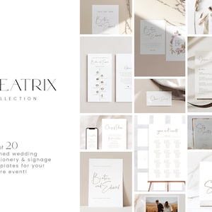 Wedding Stationary Bundle, Wedding Invitation Template Bundle, Simple Wedding Sign Bundle, Invite Suite | Set of 20 elegant templates