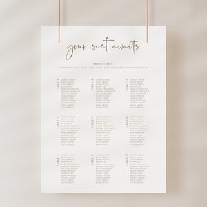 Find Your Seat Sign, Simple Wedding Seating Chart Sign Template, Large Seating Chart, Wedding Table Chart, Table Seating Chart, Seating Plan