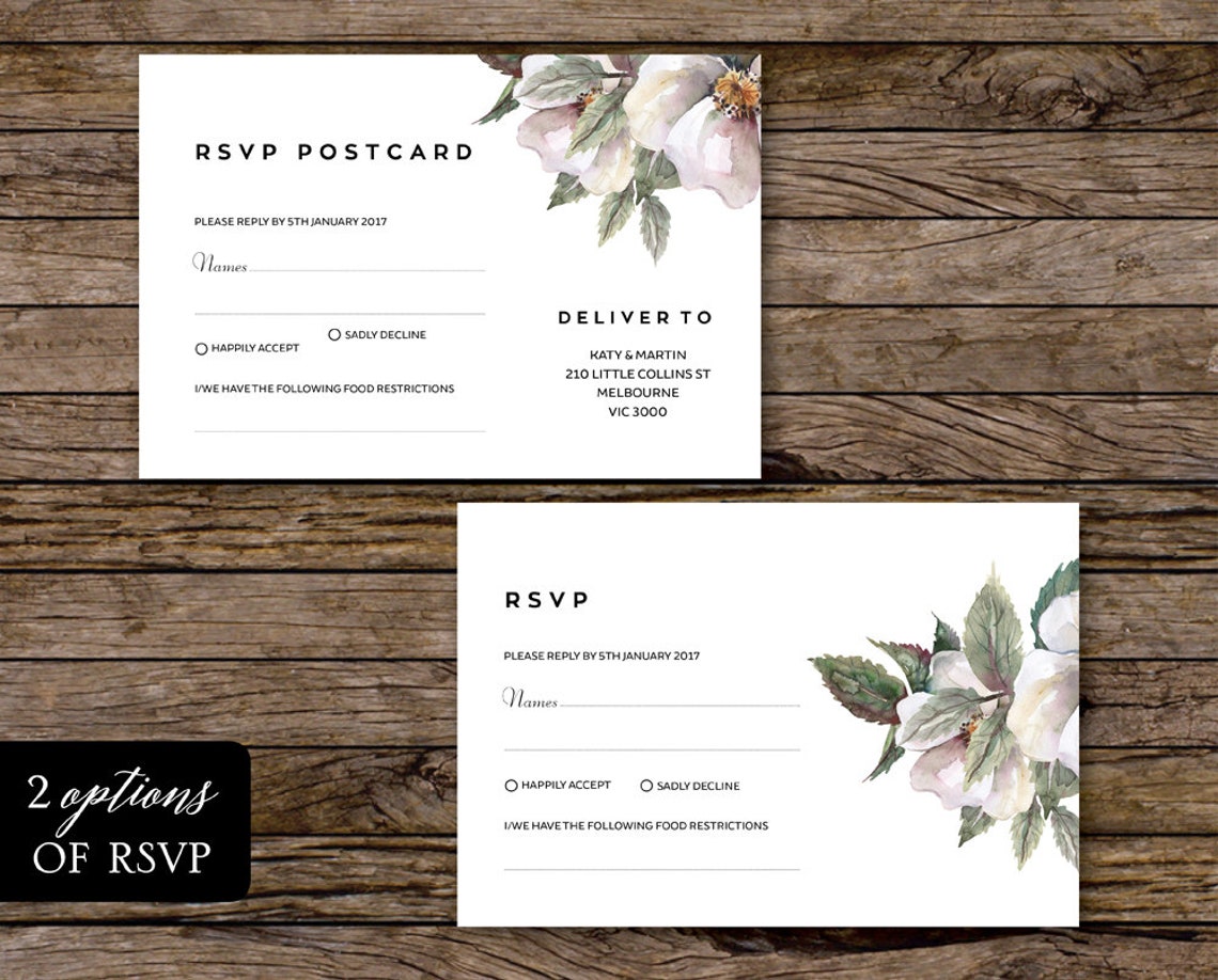 Garden Wedding Invitation Template Download Magnolia Wedding - Etsy