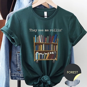 Library Shirt, Librarian Gift, Funny Library T-Shirt, They See Me Rollin&#39;, School Library Squad Tee, Bookworm Shirt, Literary Gift, Bookish