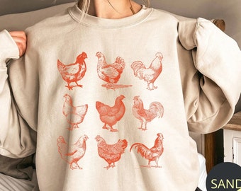 Chicken Sweatshirt, Chicken Farmer Sweater, Chicken Lover Gift, Crazy Chicken Lady Crewneck, Rooster Sweatshirt, Homestead Chicken Mama