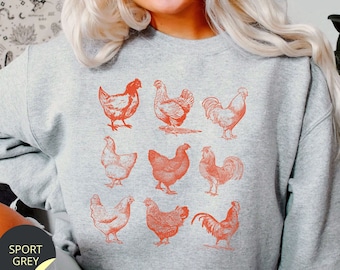 Chicken Sweatshirt, Chicken Farmer Sweater, Chicken Lover Gift, Crazy Chicken Lady Crewneck, Rooster Sweatshirt, Homestead Chicken Mama