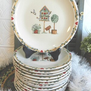 Set of 7/SWEET BIRDHOUSE SANDWICH Plate/7 5/8" Diam./Set of 7 /Thompson Pottery/ 0NE Set of 7 available