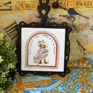VINTAGE CAST Iron TRIVET/ Sunshine/Love