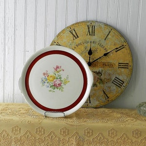 VINTAGE CAKE PLATE/Floral/Stripe