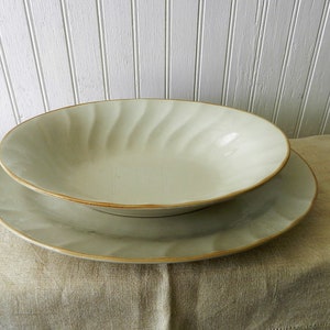 SCUPTURA JAPAN HEARTHSIDE Stoneware Oval Serving Bowl and Platter Beige