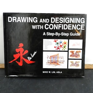 May include: A black book titled "DRAWING AND DESIGNING WITH CONFIDENCE" with the subtitle "A Step-By-Step Guide." The cover features a red graphic and the words "Be loose." Several small images are displayed.