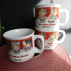 3 CAMPBELL KIDS MUGS M&#39;m! M&#39;m! Good!/14 oz.