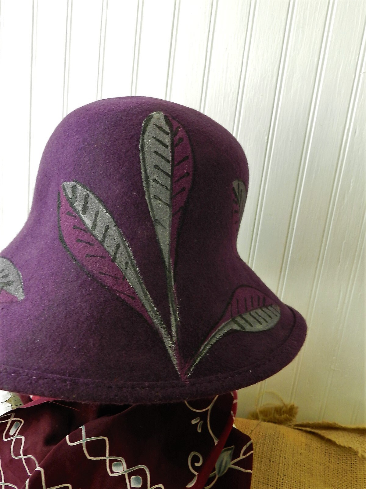 Made in Vermont/purple WOOL CLOCHE Hat/hand Painted - Etsy