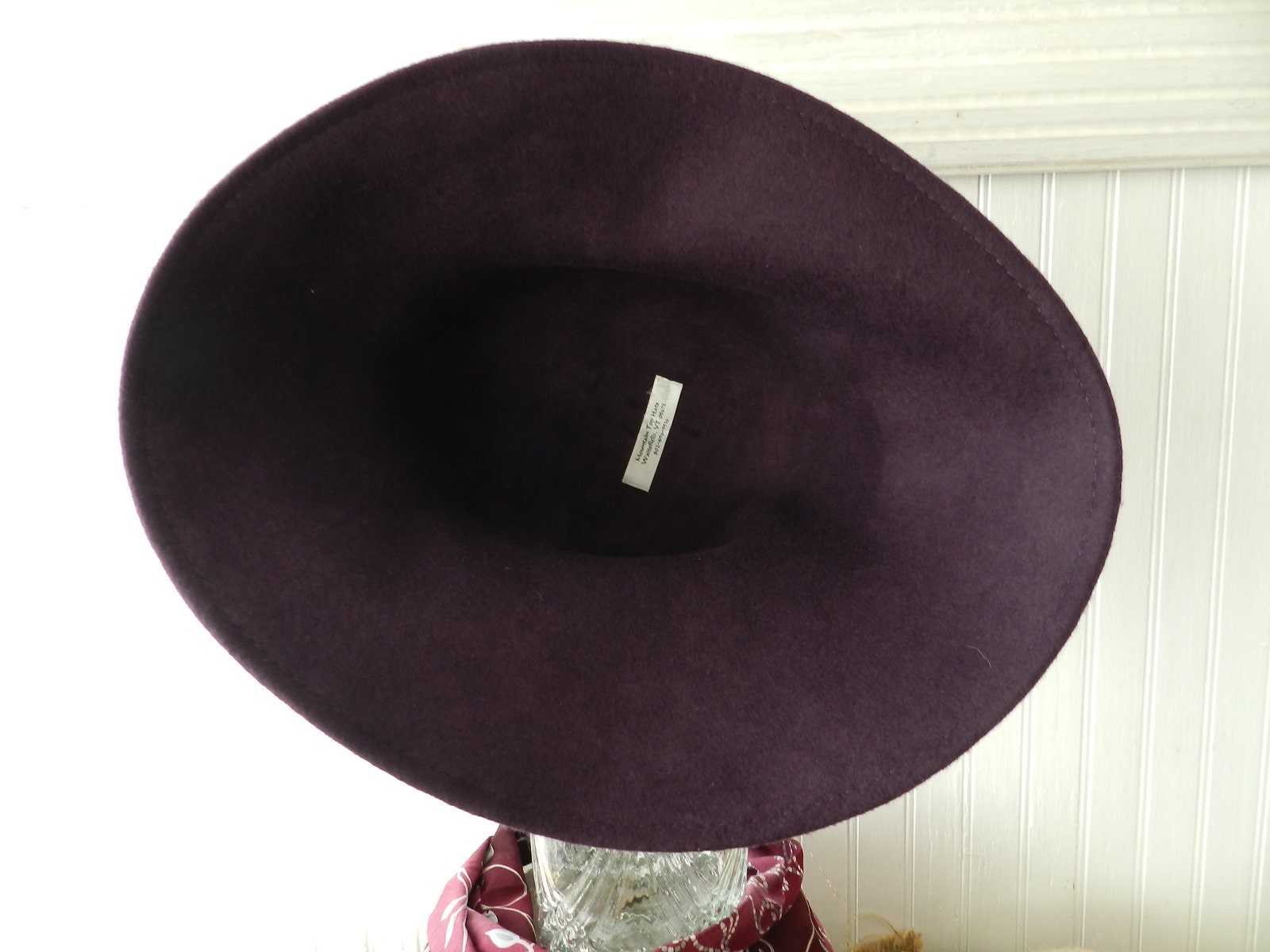 Vermont Country Store Wool Felt Cloche Hat - Small Made in Vermont/purple WOOL CLOCHE Hat/hand Painted - Etsy main image 2