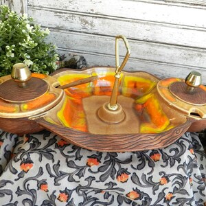 VTG CALIFORNIA POTTERY SEQUOIA WARE RELISH & CONDIMENT SERVERINGSFATT/668