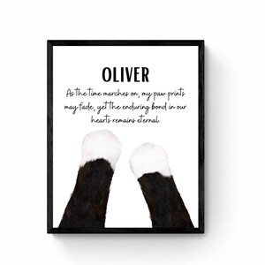 Personalized Tuxedo Cat Loss Print, Pet Memorial, Hold My Paw Print, Cat Sympathy Gift, Custom Cat Illustration, Mom Dad Gift, Pet Memorial