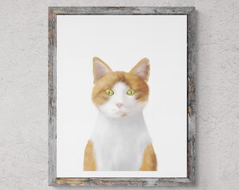 Original Orange Tabby Cat Print Art, Orange Cat Painting, Ginger Cat Art, Orange Tabby Painting, Cat Lover Gift, Living Room Wall Art