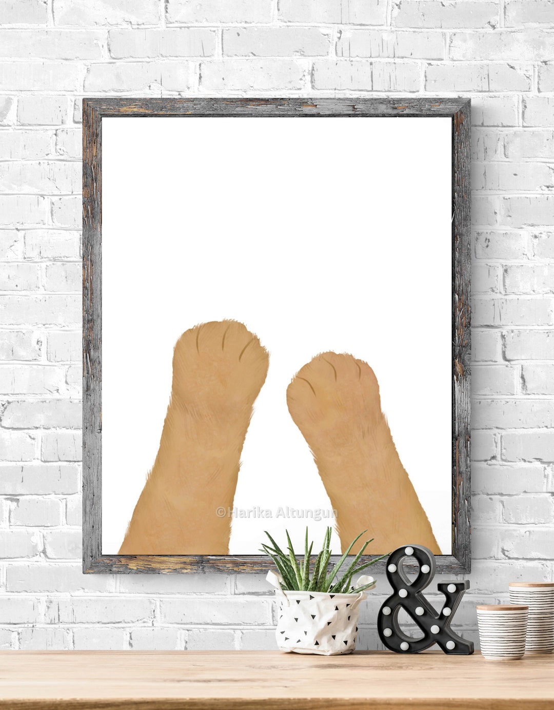 Hold My Paws Cream Cat Paw Print, Custom Cat Paw Print, Cute Light Orange Cat Art, Funny Cat