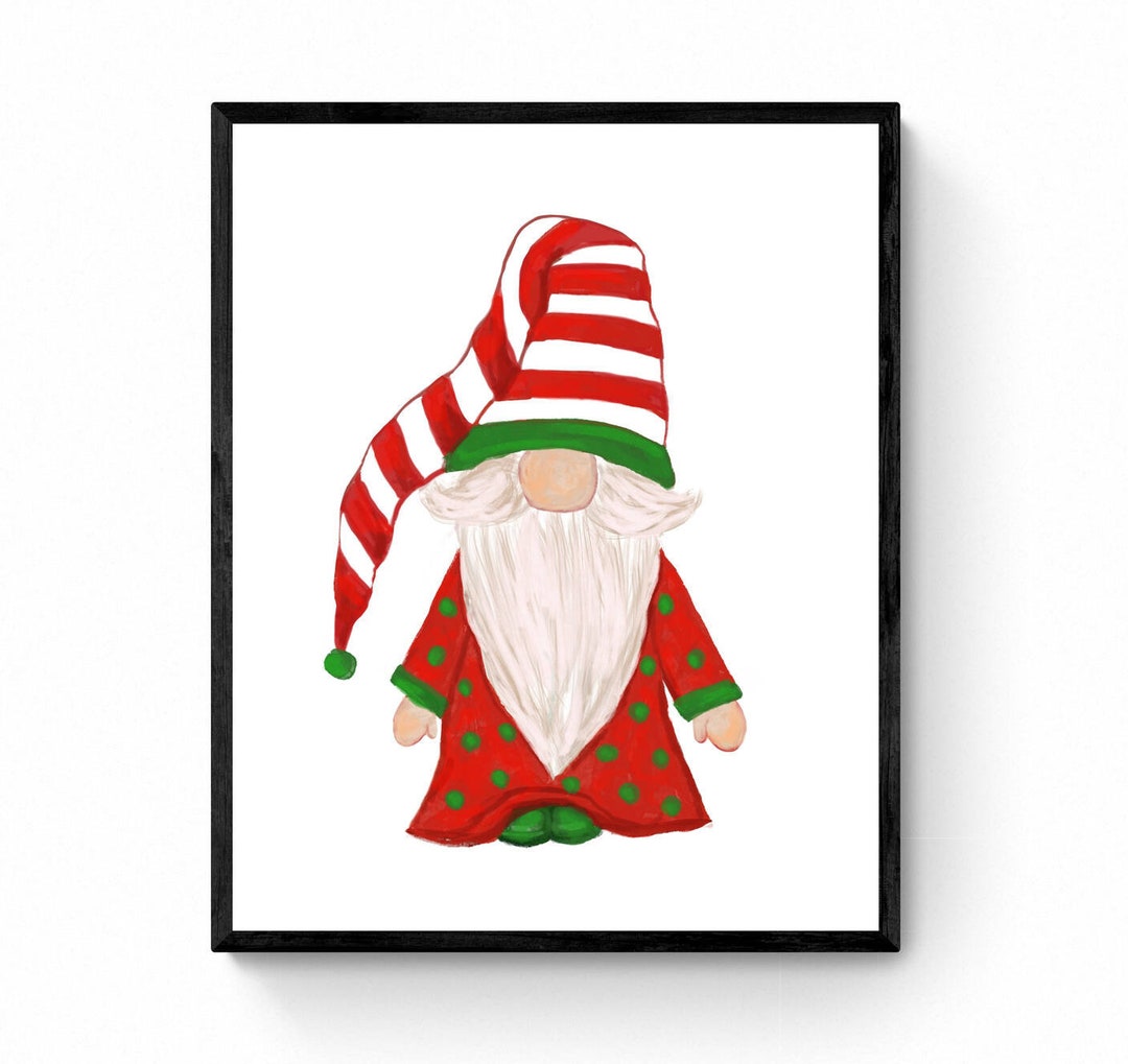 Christmas Gnome Print Winter Christmas Art Gnome Gift New Etsy