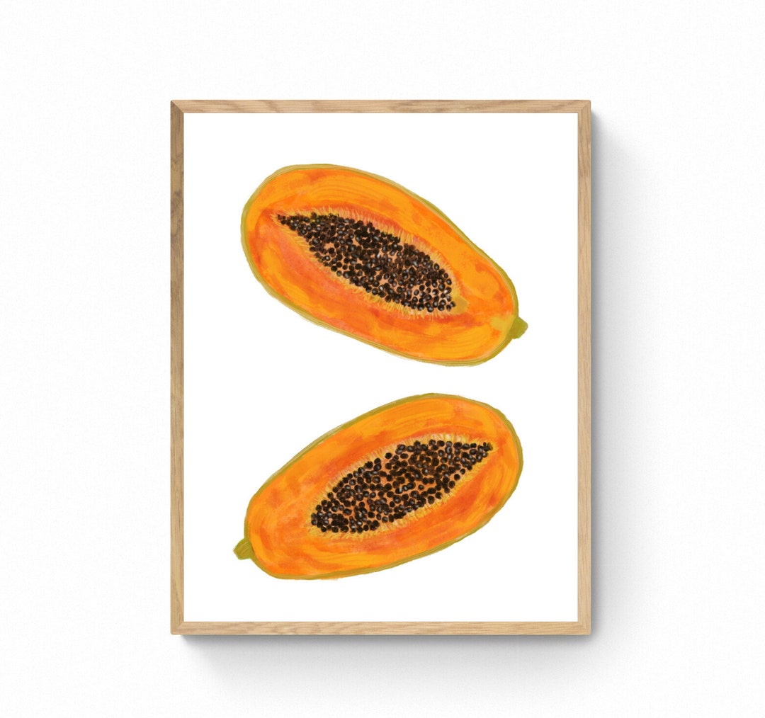 Papaya Art Print Papaya Wall Art Kitchen Wall Hanging Etsy