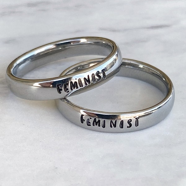 Feminist Ring - Feminist Jewelry - Feminist Stamped Ring - Affirmation Jewelry - Feminist Band Ring - Stamped Band Ring