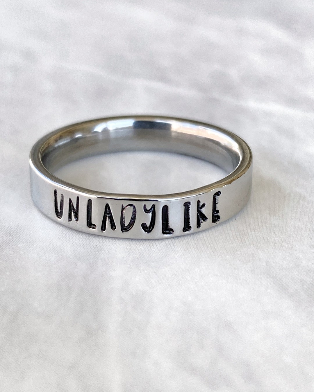 Unladylike Ring Feminist Ring Swear Word Jewelry Affirmation Jewelry