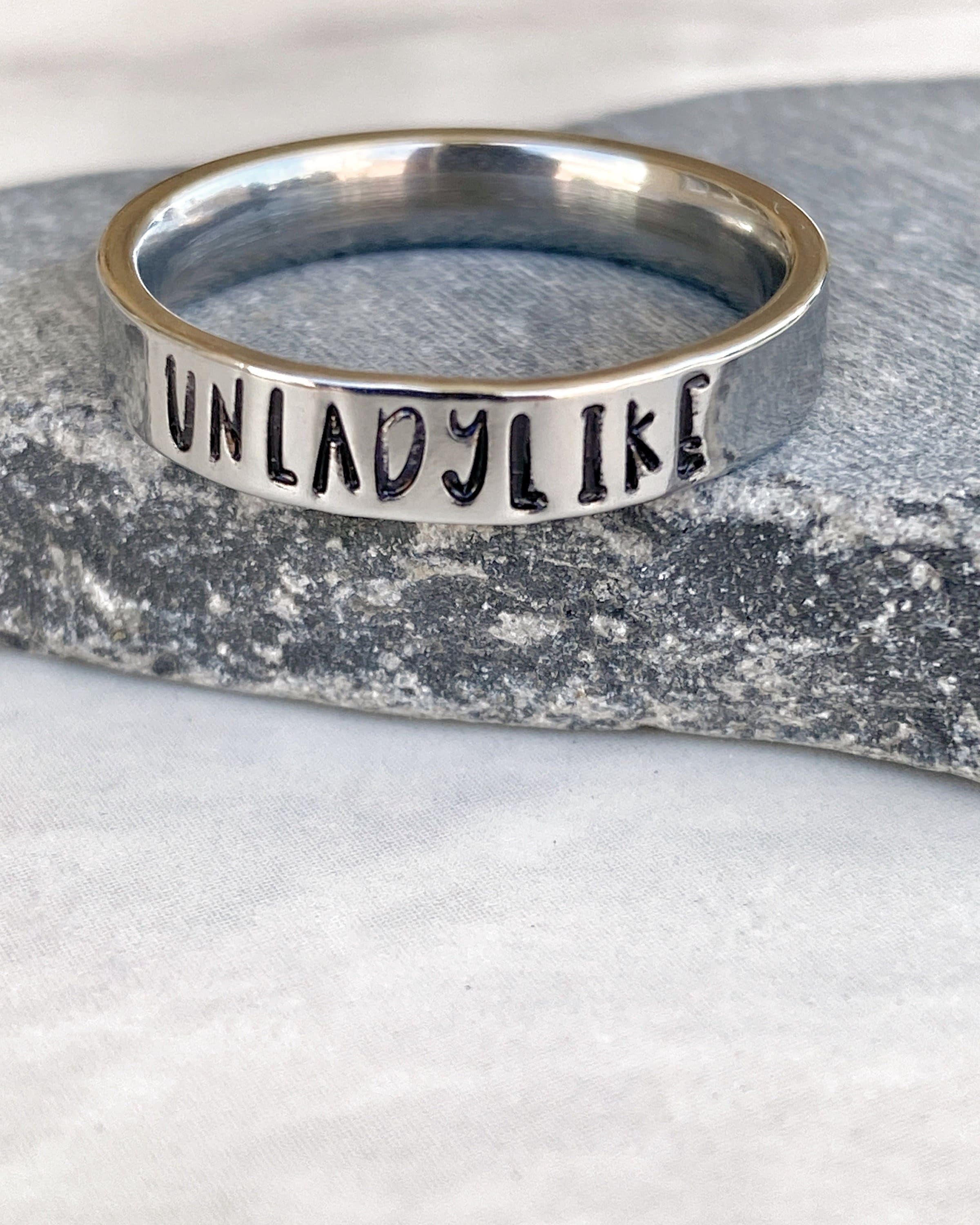 Unladylike Ring Feminist Ring Swear Word Jewelry Affirmation Jewelry