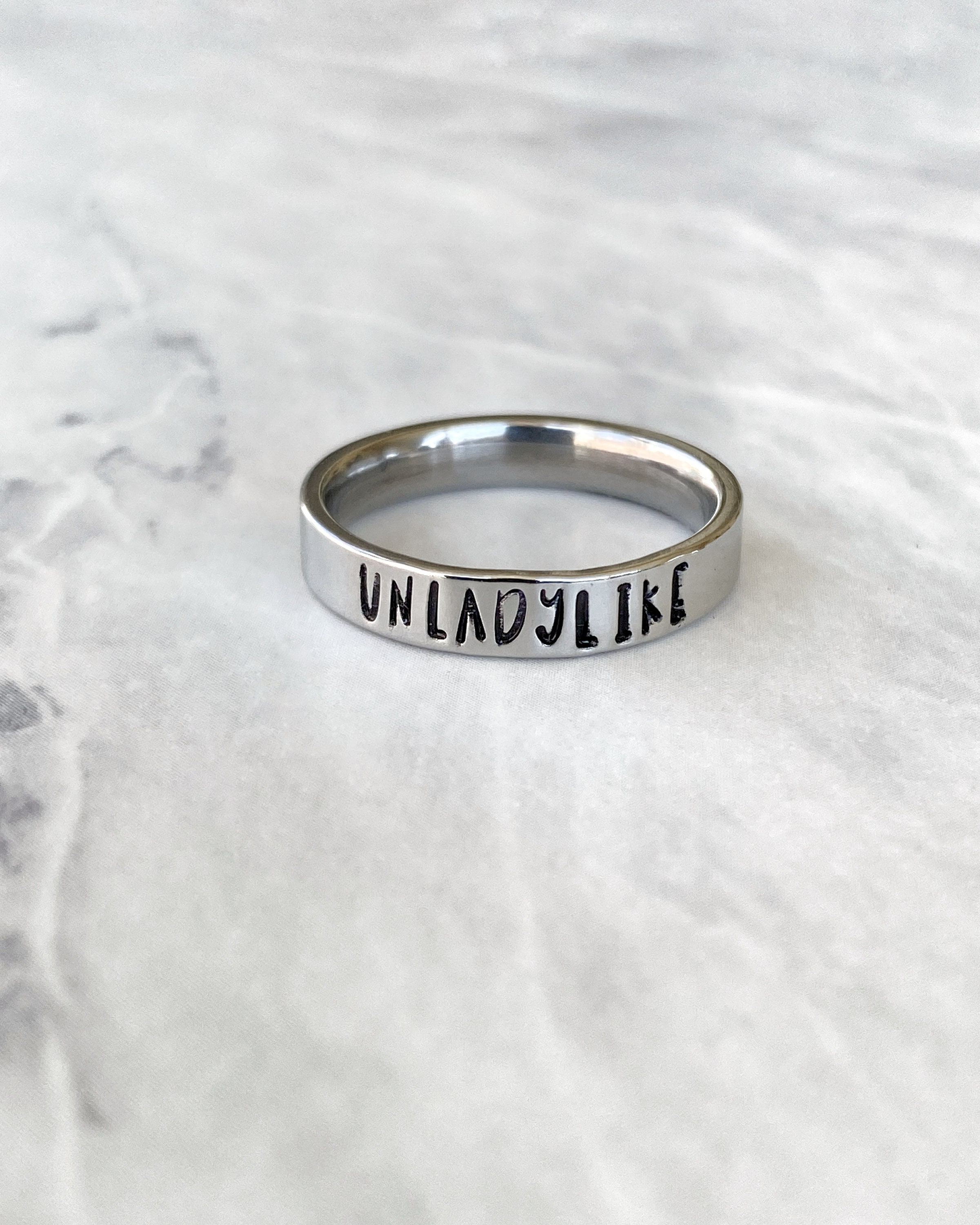 Unladylike Ring Feminist Ring Swear Word Jewelry Affirmation Jewelry