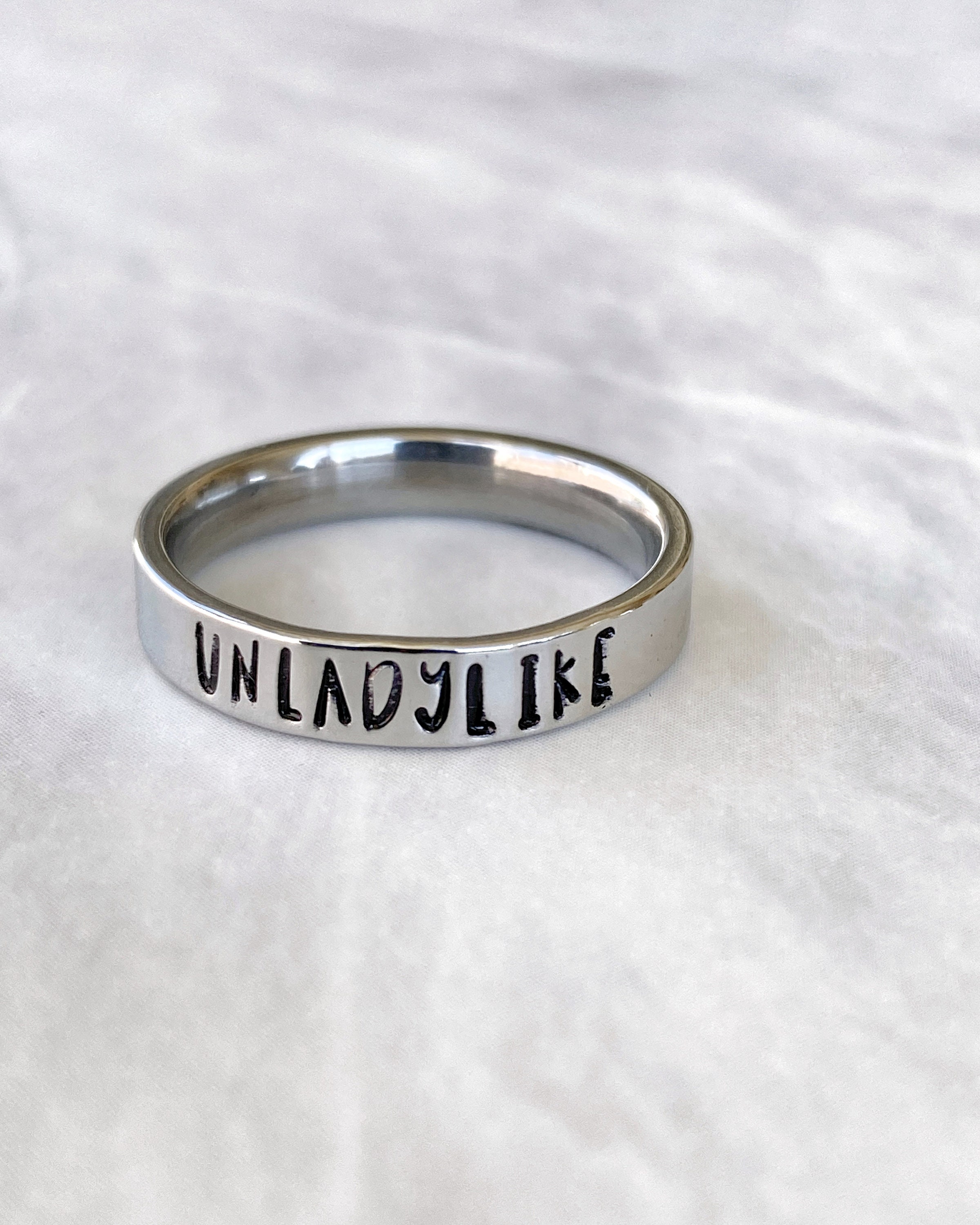 Unladylike Ring Feminist Ring Swear Word Jewelry Affirmation Jewelry