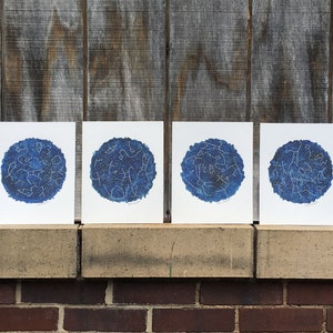 Set of 4 Prints, Four Seasons Constellation Wall Art, Aquarelle Astronomy Art Prints, Night Sky Prints