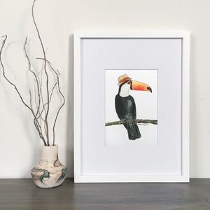 Toucan Art Print Illustration, Bird Wall Art, Tropical Bird Home Decor