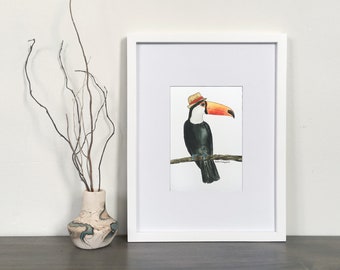 Illustration impression d'art toucan, art mural oiseau, décoration d'intérieur oiseau tropical