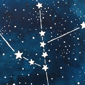 Original Taurus Zodiac Constellation Painting, Celestial Watercolor Taurus Illustration image 7