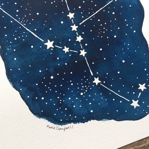 Original Taurus Zodiac Constellation Painting, Celestial Watercolor Taurus Illustration image 5