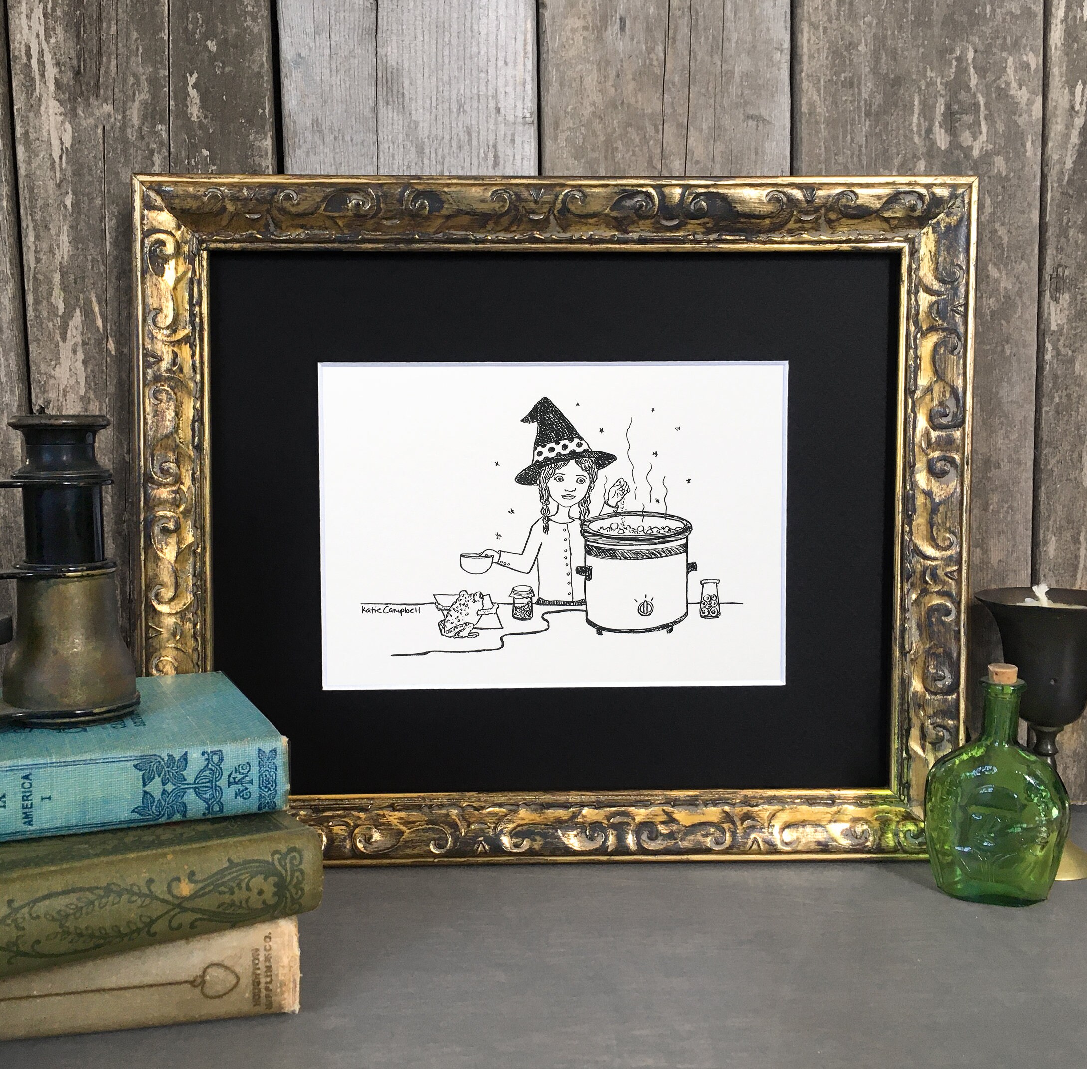 Kitchen Witch Print Witchcraft Wall Art Black and White Art Etsy