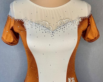 Copper and Cream Figure Skating Dress Adult Small