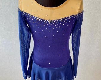 Navy blue long sleeve Figure Skating Dress Girls Size 8