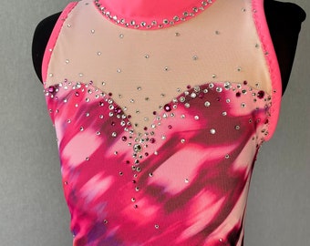 Pink halter sleeveless Figure Skating Dress Girls Size 12