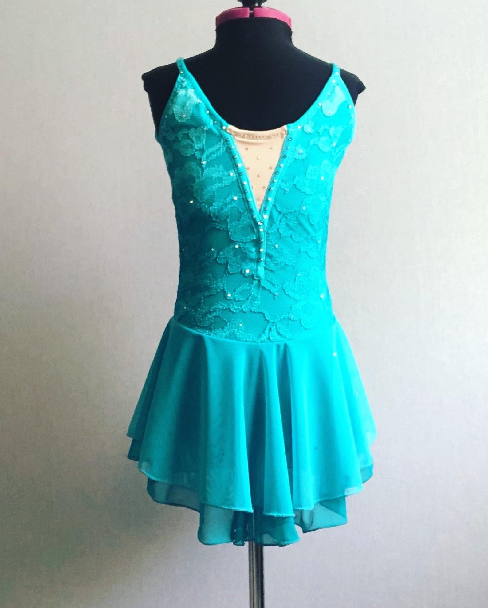 Turquoise Blue Figure Skating Dress With Swarovski Crystals - Etsy