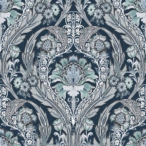 Blue Victorian Gothic Peel and Stick Wallpaper image 1