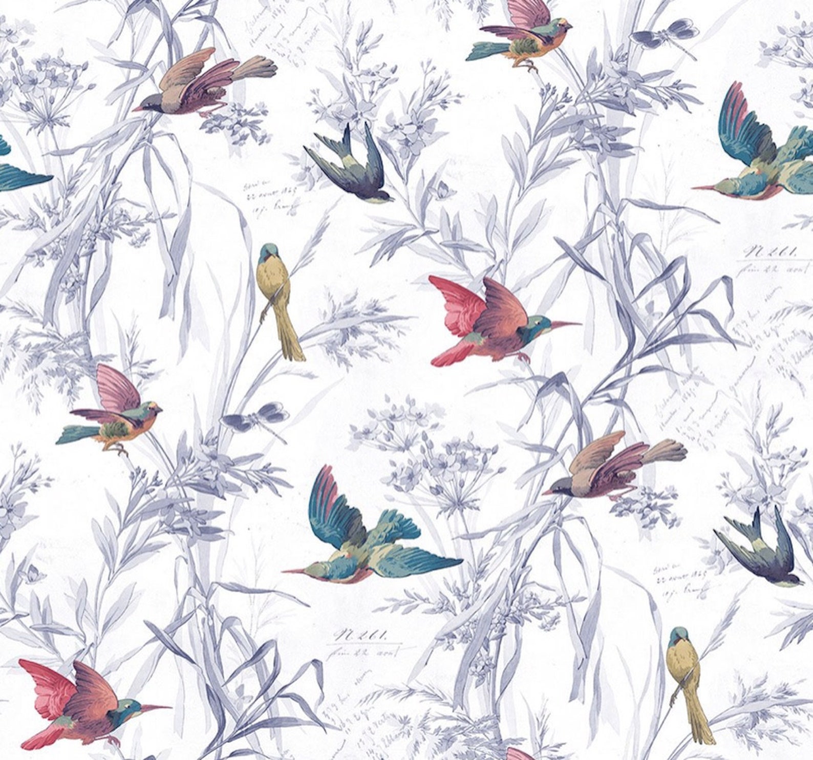 Peel and Stick Birds Wallpaper Removable Repostionable Florals Etsy