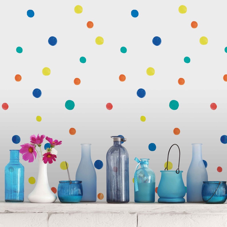 Colorful Wallpaper Peel and Stick Polka Dot Pattern Multi Etsy