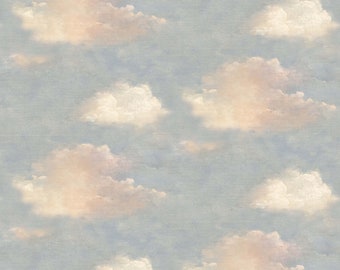 Blue Sky Peel and Stick Wallpaper Pink Cloud Removable Nursery Friendly Easy to Apply