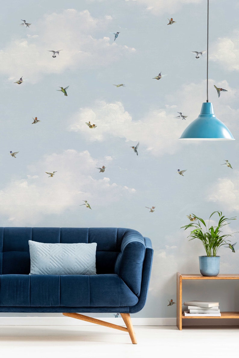 Hummingbird Peel and Stick Wallpaper Greenguard Gold Eco Friendly Nursery Safe Extraíble Colores vibrantes Pintado a mano Muestras disponibles imagen 4