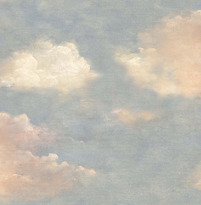 Blue Sky Peel and Stick Wallpaper Pink Cloud Removable Nursery - Etsy