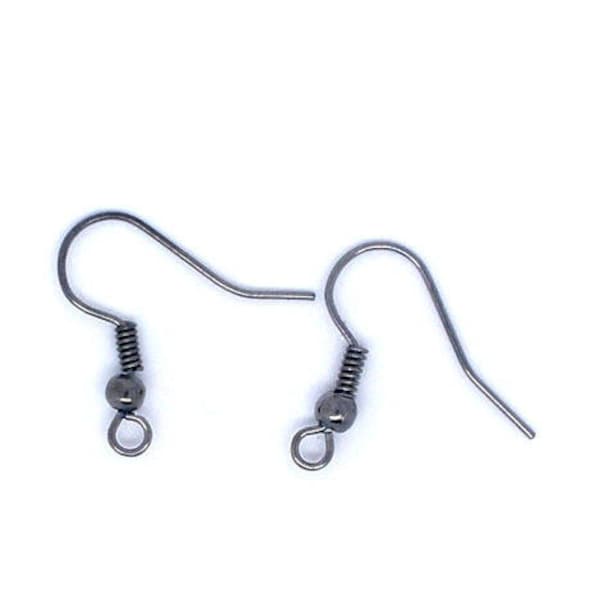 BO16   -  Lot de 50 crochets Supports Boucles d'oreilles noir gunmétal sans nickel