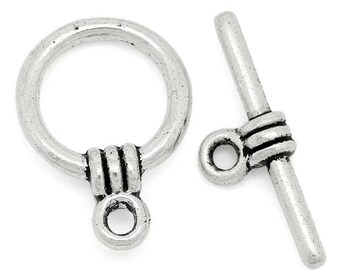 Lot De 20 Fermoirs Toggle En Métal Argenté - 15x11 Mm, Qualité Bijouterie