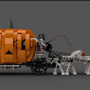 MOC #40 Halloween Pumpkin Horse Carriage Building INSTRUCTION ONLY